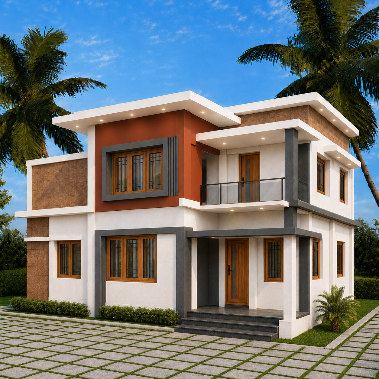 Completed modern two-storey residence designed by Zelnocs Builders
